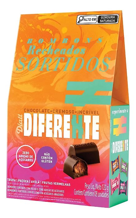 Caixa Bombom Diet Sortido Diatt Diferente Zero Açúcar 120g