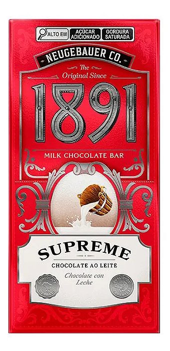 Chocolate 1891 Supreme Ao Leite 90g - Neugebauer