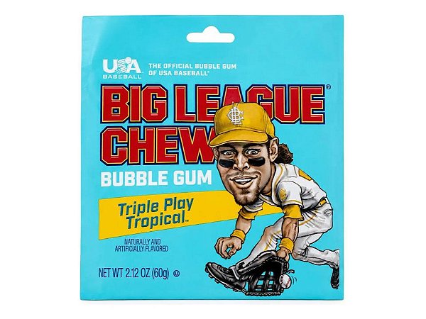 Chiclete Big League Chew Baseball Triple Play Tropical 60g - EUA