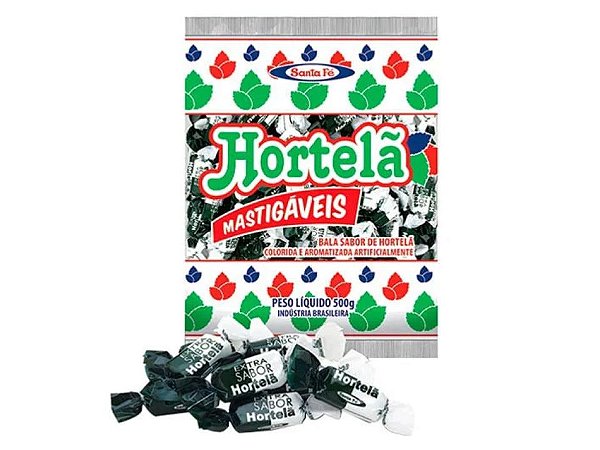 Bala Mastigável Hortelã Santa Fé Pacote 500g