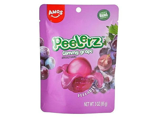 Bala Descascável 3D Peelerz Gummy Uva Amos 65g Importada