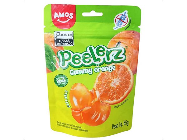 Bala Descascável 3D Peelerz Gummy Laranja Amos 65g Importada