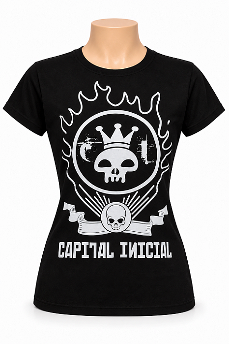 CAMISETA FEMININA CAPITAL INICIAL FOGO PRETA