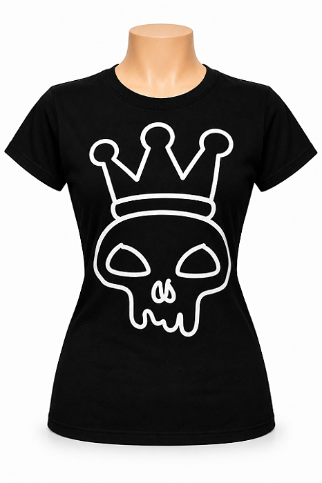 CAMISETA FEMININA COROA VAZADA 2026 PRETA