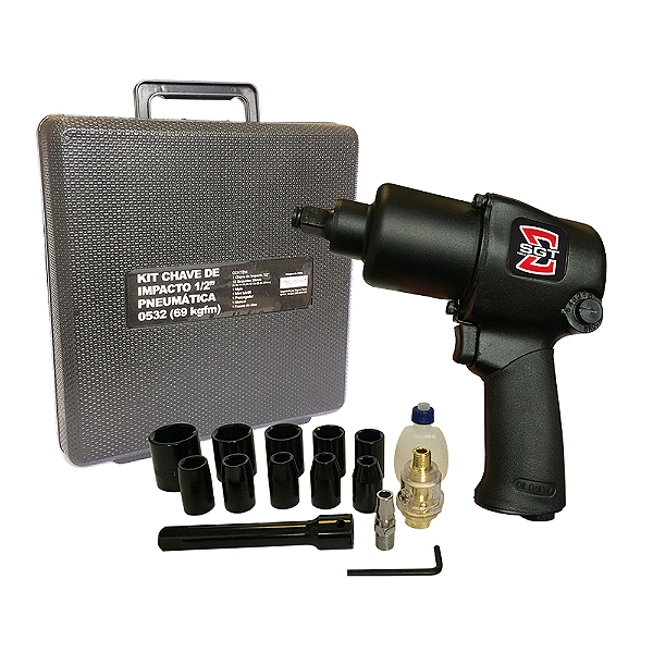 Chave de impacto 1/2" Kit Pneumática Pistola Sigma Tools - SGT-0532K