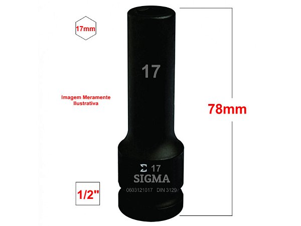 Soquete Impacto Sextavado Enc. 1/2" x 17 x 78mm Sigma Tools