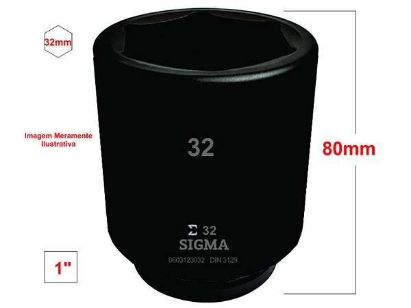 Soquete Impacto Sextavado Enc. 1" x 32 x 80mm Sigma Tools