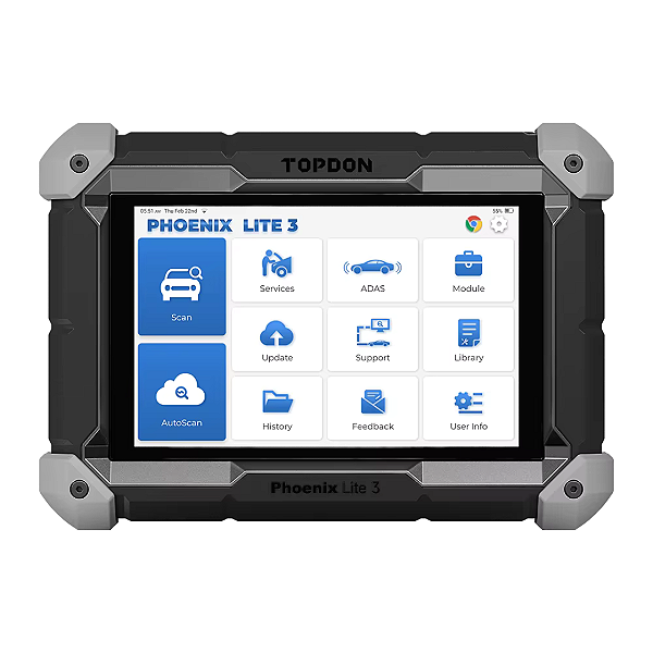 Scanner de Diagnóstico com Controle Bidirecional Tela Touch 8" TopDon - LITE3