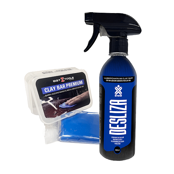 Kit Descontaminante - Clay Bar Barra + Lubrificante Desliza