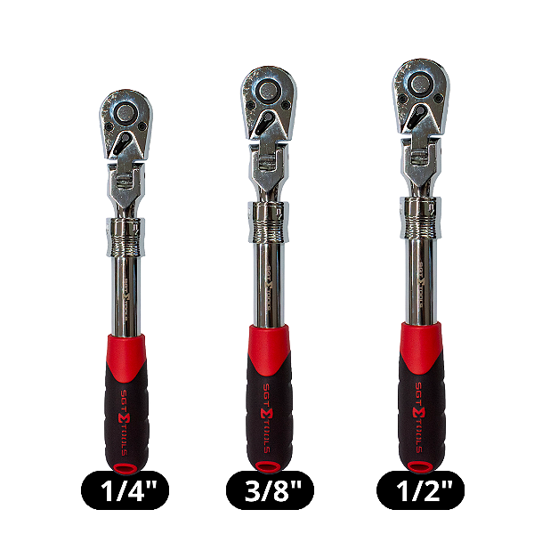 Kit 3 Catracas Articuladas Telescópicas (1/4", 3/8", 1/2") Sigma Tools