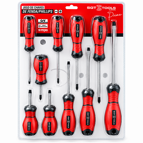 Jogo com 10 Chaves Fenda e Phillips Sigma Tools - 0601210103