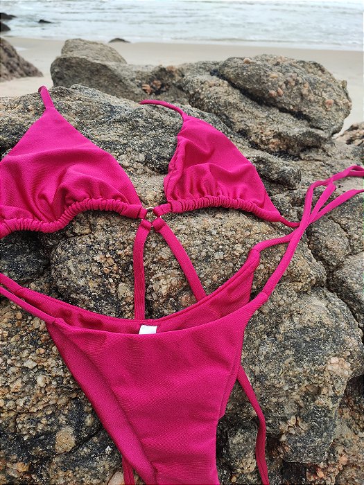 Conjunto Cortininha Fucsia Glitter