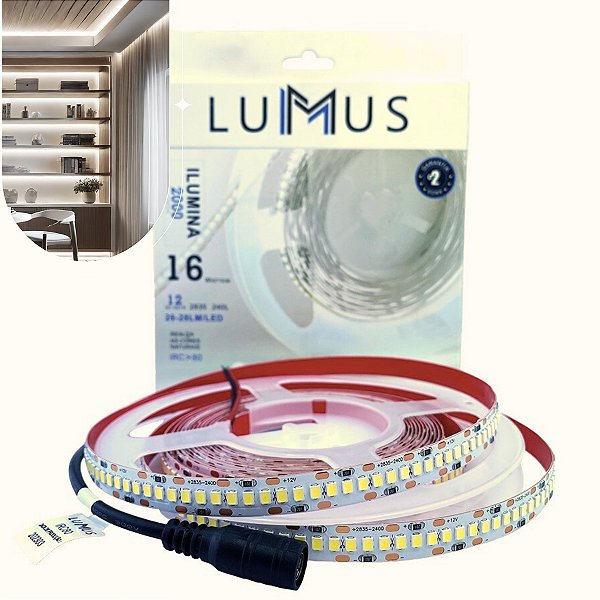Fita LED 2835 240Leds 12V 4000K 22W/m Rolo 5mt - 2835-240-05