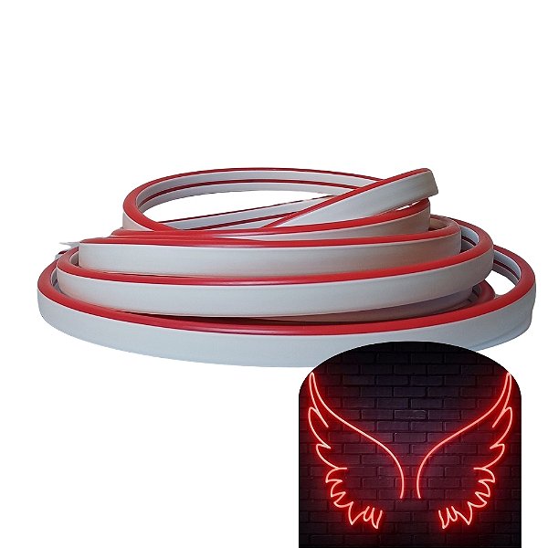 Fita LED Neon 120Leds Vermelho 12V RGB Rolo 5mt - 43515