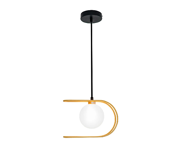 Pendente Lustre Beat Preto Dourado 26x12x18cm 1xG9 - HL02