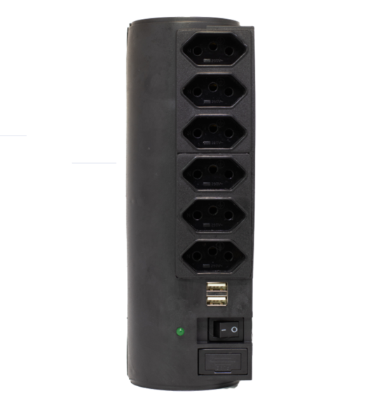 Filtro de Linha 6 Tomadas + 2 USB c/ Protecao - 412