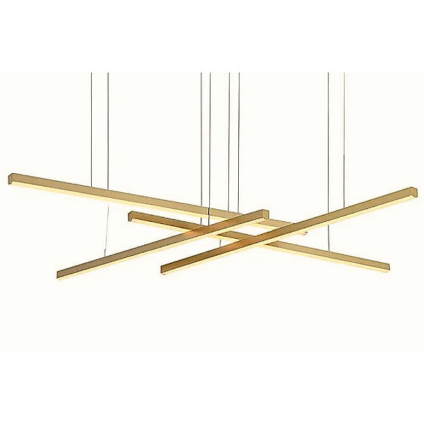 Pendente Led Fato 120x120x4cm 4x15W 3210Lm 3000K Dourado GD008