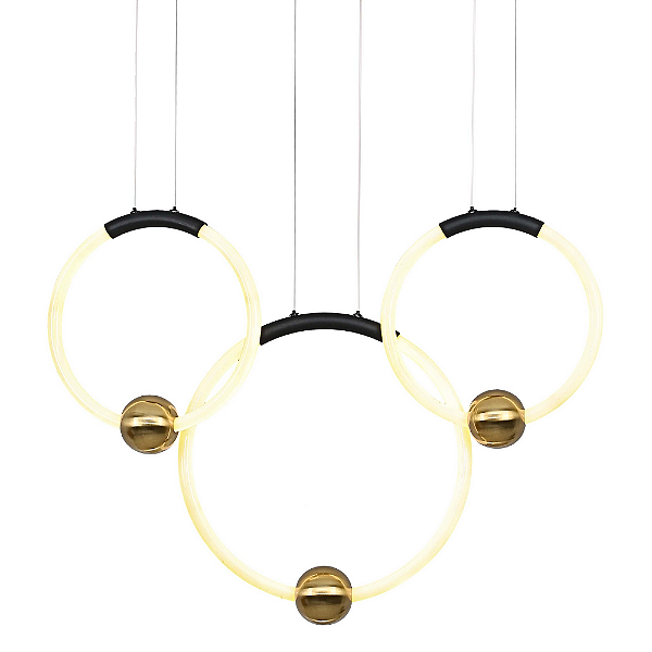 Pendente Led Mondo 8x74x46cm  41W 2880Lm 3000K Preto Dourado KA003