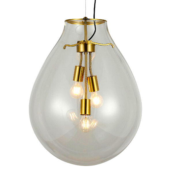 Pendente Caju 3xE27 48X63Cm Bulbo Transparente Dourado IP20 CAJ1PD01TR063