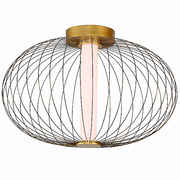 Plafon Led Lanterna 12W 3000K 600Lm 40x25Cm Dourado IP20 HC011