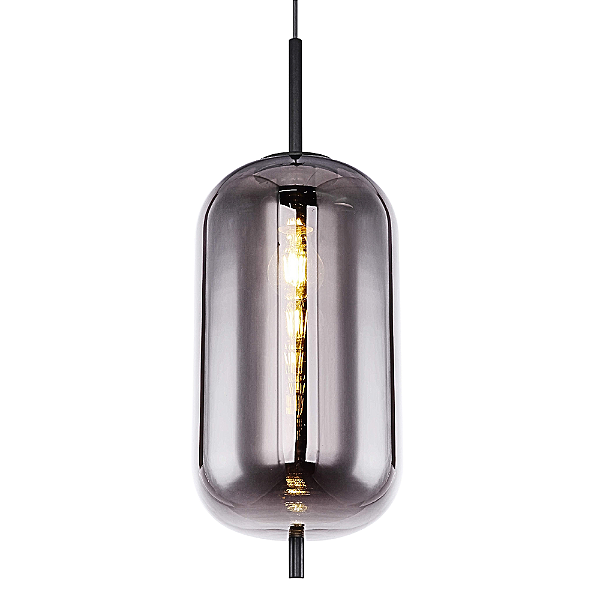 Pendente Três E27 22x59,5Cm Preto Vidro Fume IP20 HC014
