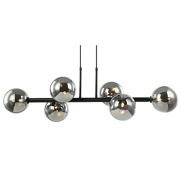 Pendente Abaporu 6xG9 Fume 95x31x28Cm Preto IP20 HL003B