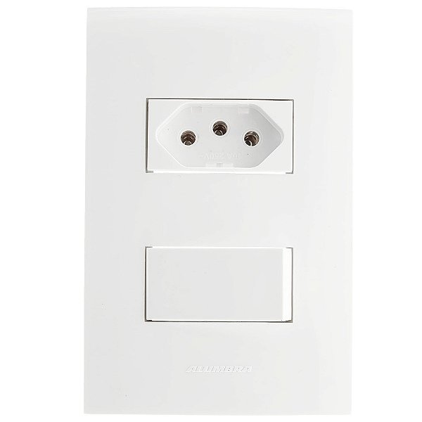 Conjunto Placa 4x2 Com Interruptor Simples E Tomada 10A Branco 85048