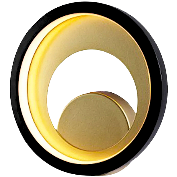 Arandela Led Loop 10W 3000K 330Lm 22cmx5,2cm Preto Dourado HM006BG