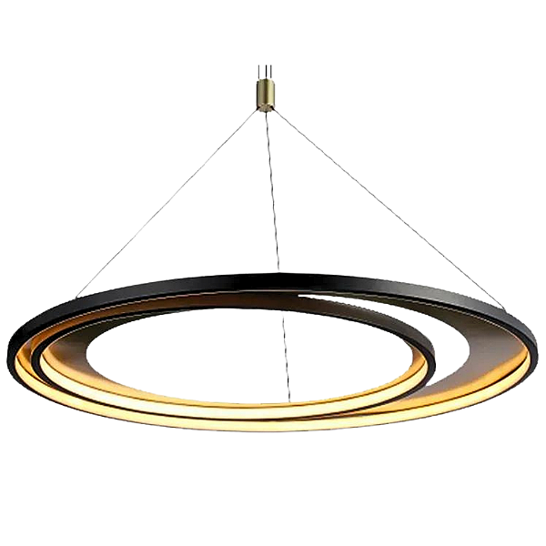 Pendente Led Loop 48W 3000K 1500Lm 62cmx2,2cm Preto Dourado HM009BG