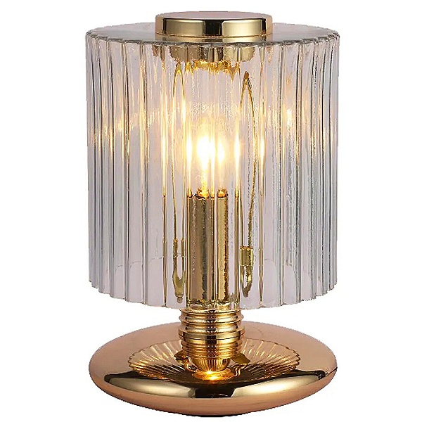 Abajur Tule 15cmx24cm 1xE14 Bolinha Max 4W Dourado Transparente HM014G