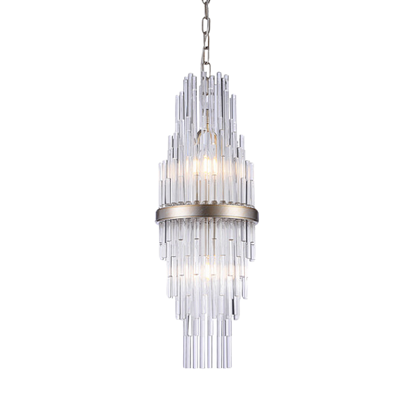 Pendente Sansa 20,5cmx55cm 2xE14 Vela Max 40W Dourado Transparente MR007