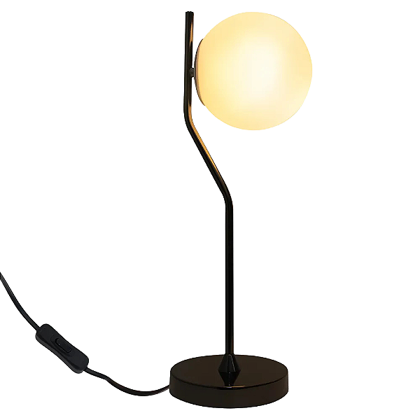 Abajur Viva 17cmx49cm 1xE27 Bolinha Max 5W Branco Cromo Negro SQ007B
