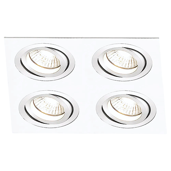 Spot Embutir Ecco Quadruplo MR11 Gu10 15X15X2,5cm Branco NS5104B