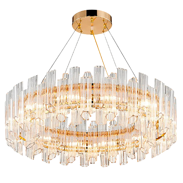 Pendente Floro 8XE14 Vela Max 40W 60cmX25cm Transparente Dourado IP20 FLO1PD01TR060