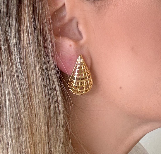 Brinco Feminino Gota Vazado Gold