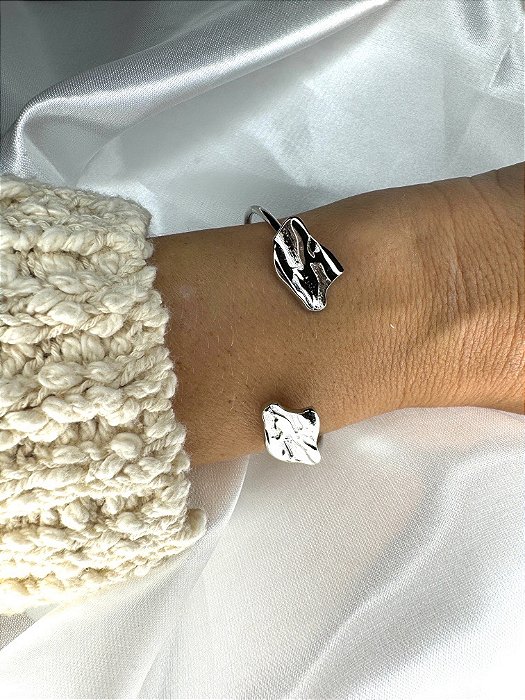 Bracelete Ródio Cascata Folha