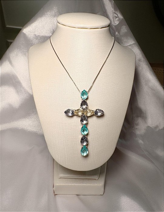COLAR Crucifixo Ródio Branco