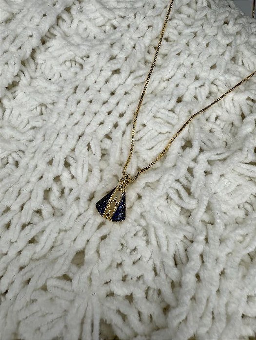 Colar Nossa Senhora azul safira