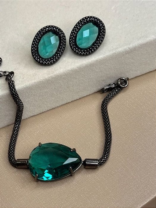 Conjunto brincos e pulseira Emerald