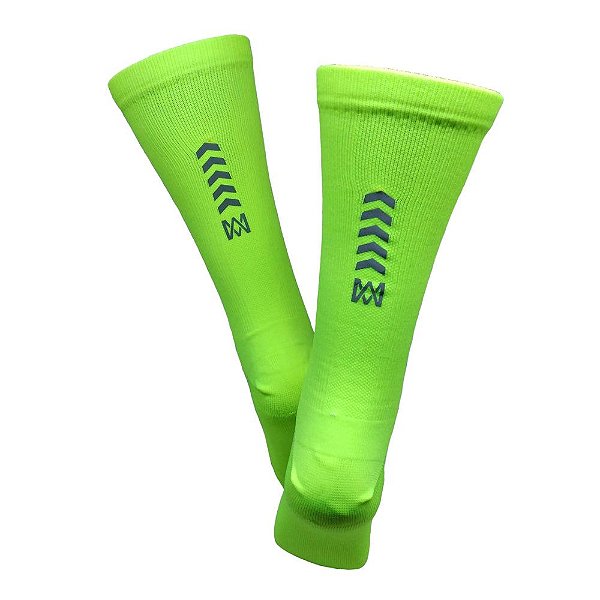 Meia Cano Alto Divertida Refletiva Amarelo Fluor em Poliamida