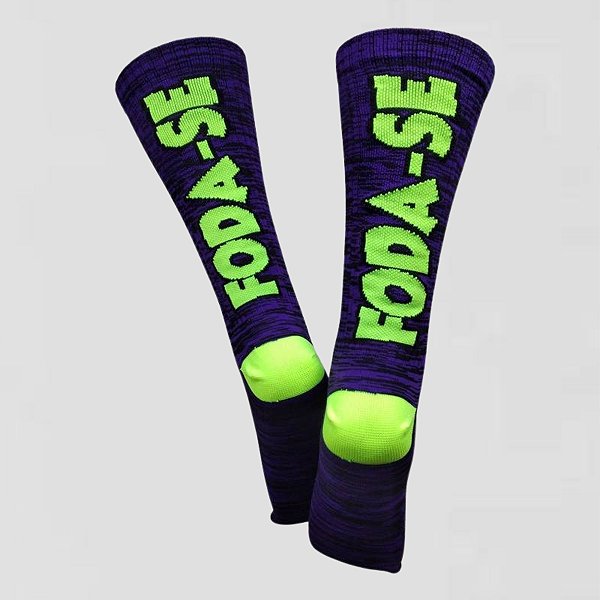 Meia Cano Alto Divertida Foda-se em Poliamida