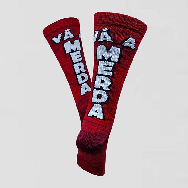 Meia Cano Alto Divertida Vá a Merd@ em Poliamida