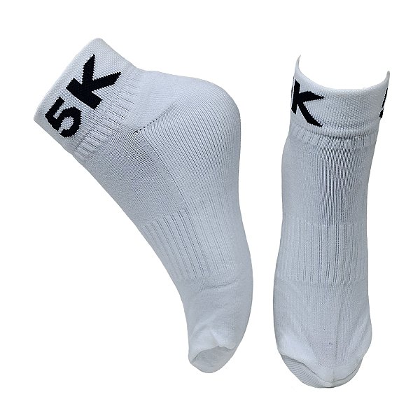 Meia Soquete Divertida 5 Km em Poliamida - Branca det Preta