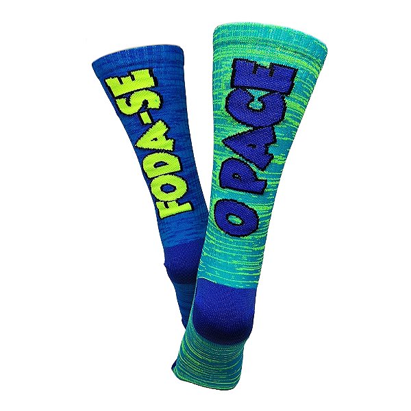 Meia Cano Alto Divertida Foda-se Pace Azul em Poliamida