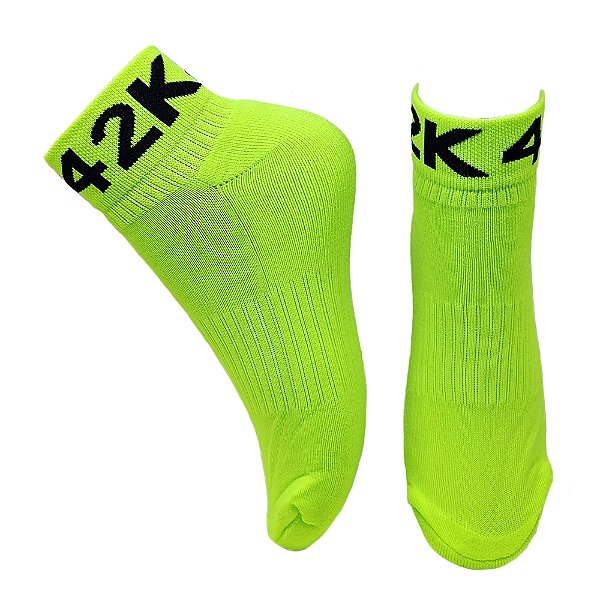 Meia Soquete Divertida 42 Km em Poliamida - Amarela Fluor det Preto