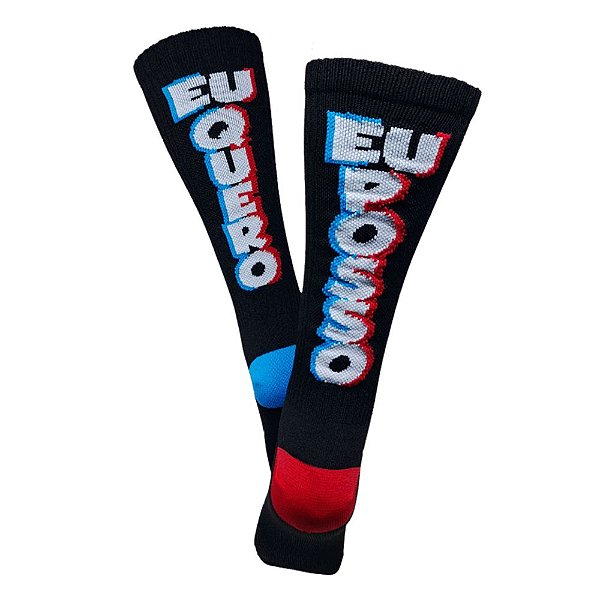 Meia Cano Alto Divertida Eu Quero Eu Posso em Poliamida