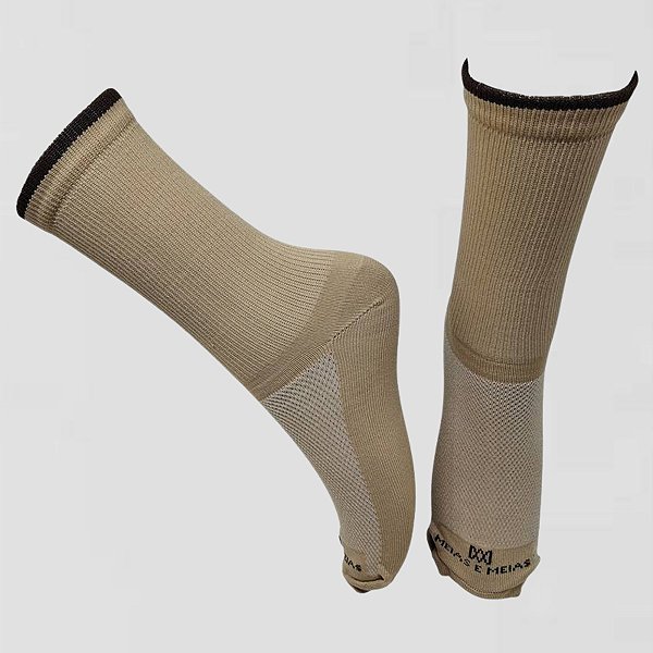 Meia Cano Médio Divertida Castel Bege em Poliamida