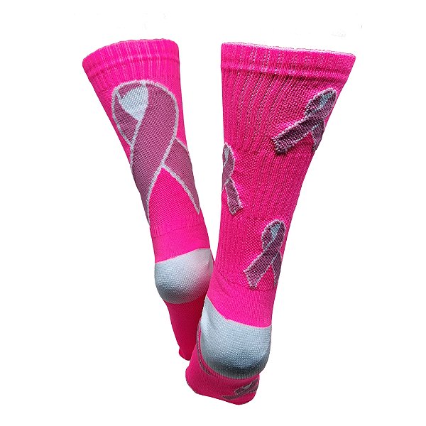 Meia Cano Alto Divertida Cancer de Mama 2025