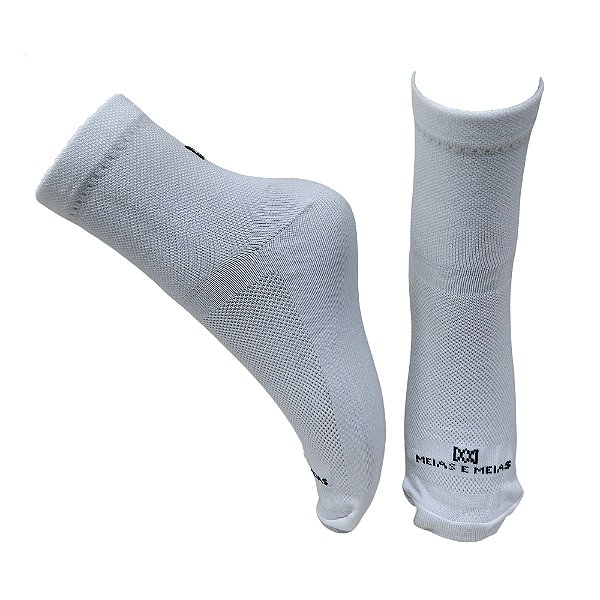 Meia Cano Baixo Divertida Branca em Poliamida