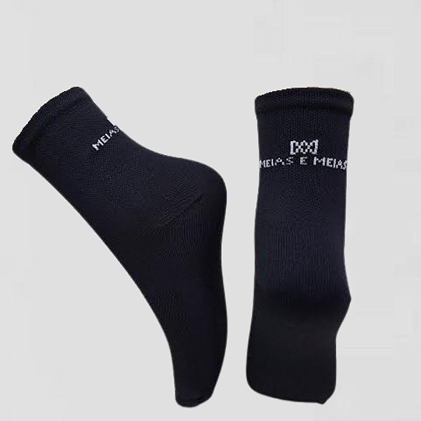 Meia Cano Baixo Divertida Preta em Poliamida